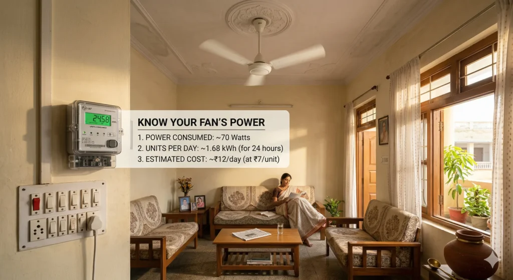 पंखा 1 घंटे में कितनी यूनिट बिजली खर्च करता है और बिजली बिल कैलकुलेशन