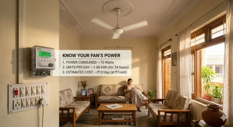 पंखा 1 घंटे में कितनी यूनिट बिजली खर्च करता है और बिजली बिल कैलकुलेशन